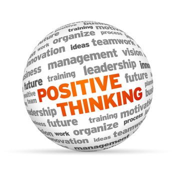 Positive Thinking word 3 Sphere on white background.