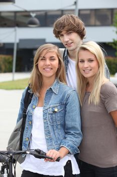 Young people with bicycle