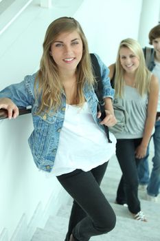 students in stairs