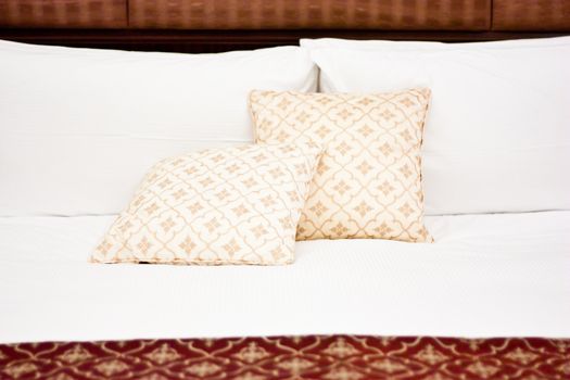 Concept for luxury and Honeymoon, pillows in a luxury hotel