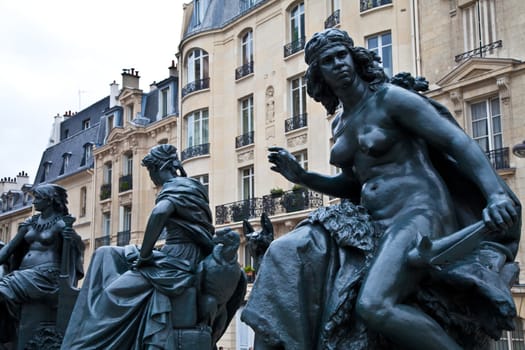Statues of six continets in front of Orsay Museum