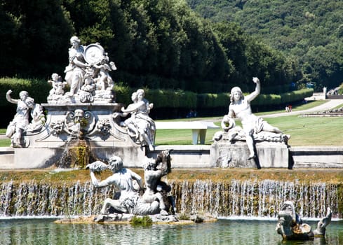 Famous Italian gardens of Reggia di Caserta, Italy.