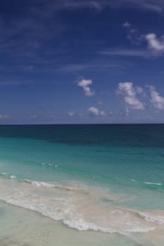 landscape of the ocean and of a blue sky