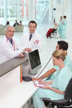 Staff at hospital reception