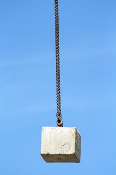 A counterweight suspended with a chain in the air