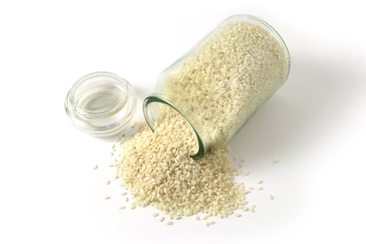 Rice spilling from jar