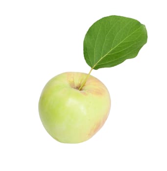 Apple with leaf on white background 