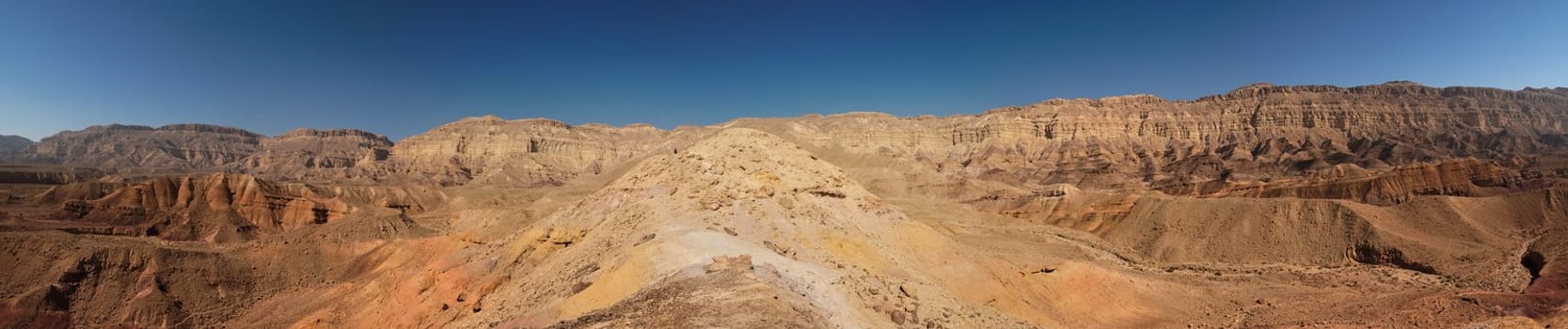 Scenic desert landscape in the Small Crater (Makhtesh Katan) in Israel's Negev desert