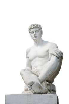 Seated figure of a statue of a wistful glance