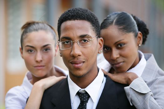 Three business colleagues outdoors