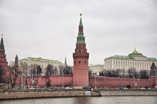 Panoramic view of Moscow Kremlin and embankment, Russia