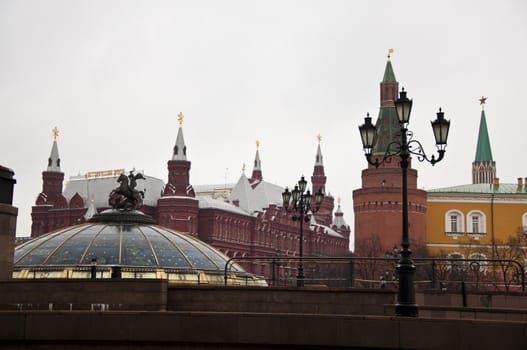 Panoramic view of Moscow Kremlin and embankment, Russia