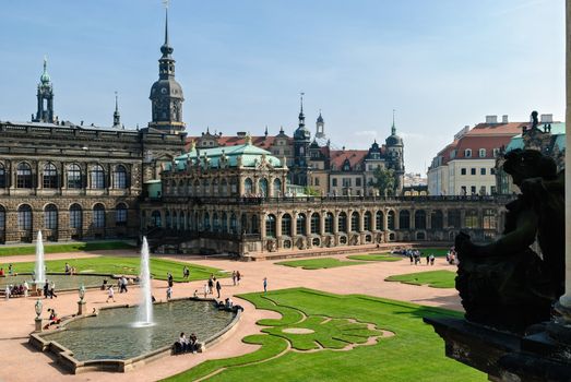 View of the Zwinger palace, a baroque masterpiece in Dresden