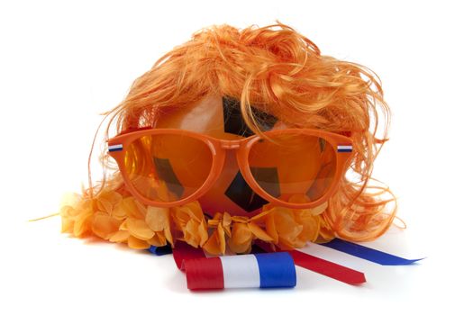 Various attributes as fan fun materials to be used at the Dutch soccer games 