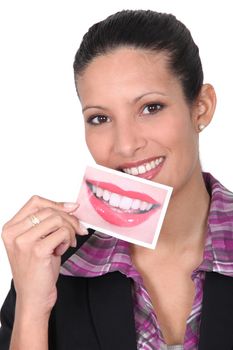 woman smiling and showing a perfect smile picture