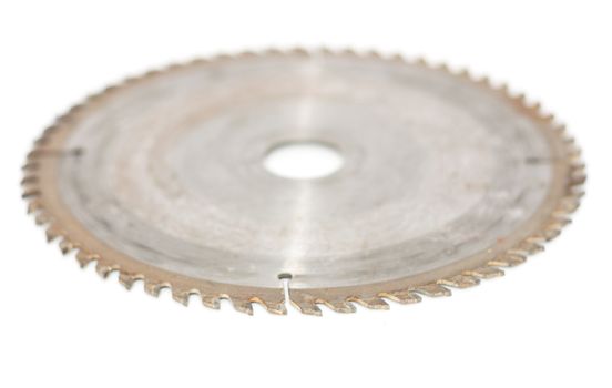 Circular saw isolated over a white background . focus on the lower boundary
