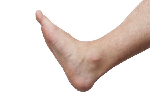 Men's foot on a white background