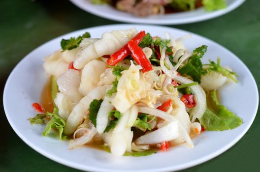  favorite Thai spicy salad  , mixed  vegetable and  chicken feet  