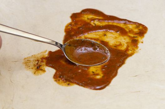 distribution of sauce on the pizza