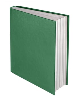 Blank green hardback book cover ready for text or graphic isolated on white