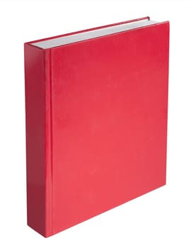 Blank red hardback book cover ready for text or graphic isolated on white