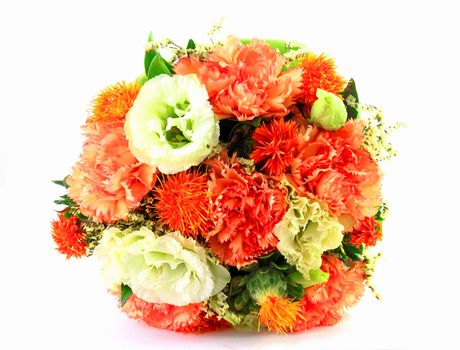 colorful spring flowers bouquet on white background