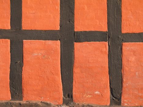 detail of a half-timbered building on bornholm, denmark