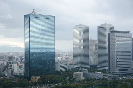 Skyline of Osaka Business park as seen from Osaka castle