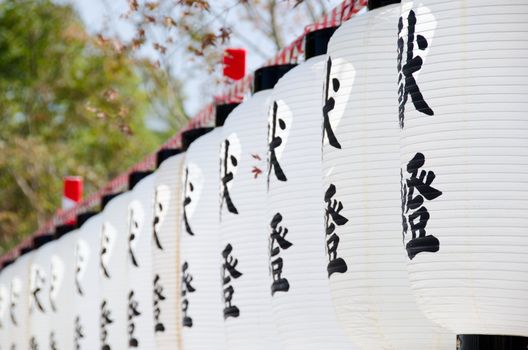 Lanterns in front of the Fushimi inari taisha shrine in Kyoto, Japan