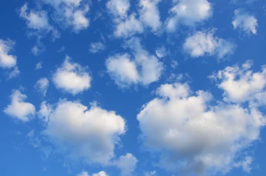 Blue sky and white clouds floating backdrop background.