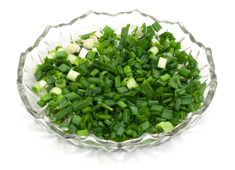 cut dill and parsley in beautiful plate