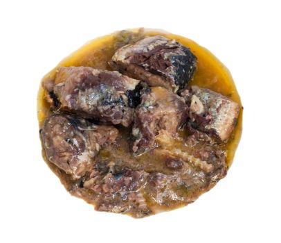 Tinned fish on a white background