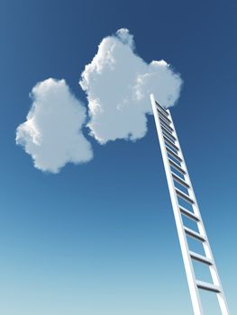 white stair rising to the cloud on a background blue sky