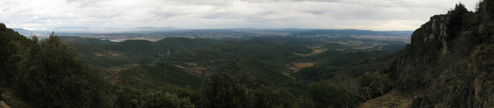 Panorama view of Mass�s de les Gavarres a mountain range in catalonia, spain
