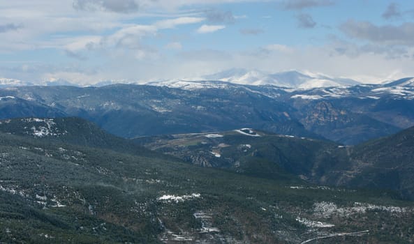 Snowy mountains in the pyrenees, Spain. Vall de la Vansa, sierra del Cadi