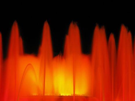 Magic fountain of Montjuic light show at Plaza Espanya in Barcelona. 