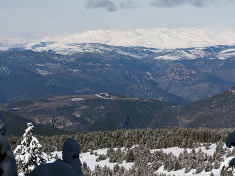 Snowy mountains in the pyrenees, Spain. Vall de la Vansa, sierra del Cadi