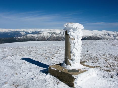 Snowy mountains in the pyrenees, Spain. Vall de la Vansa, sierra del Cadi