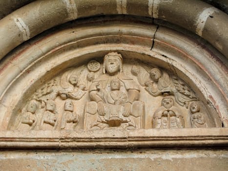 portal of the romanesque church of mura, catalonia, spain