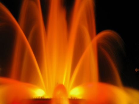 Magic fountain of Montjuic light show at Plaza Espanya in Barcelona. 