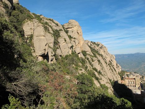 Monastery of mont serrat in the montserrat mountains of catalonia