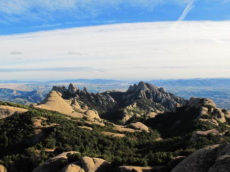 Panorama mountains of Mont serrat in catalonia, spain