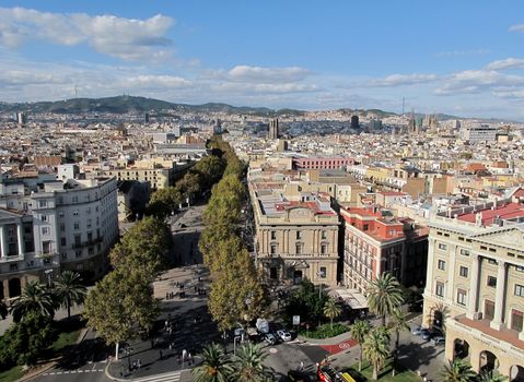 View of the famous la rambla in Barcelona