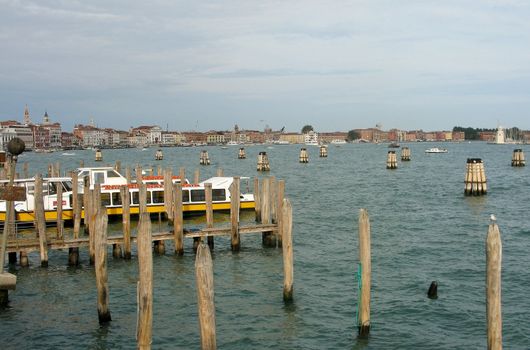 panorama of venice with infrastucture for boats, italy