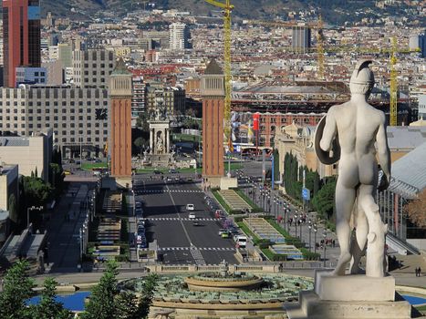 View on the Placa de Espana in Barcelona, Spain