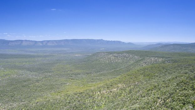 panorama of a blue mountain range in australia, national park