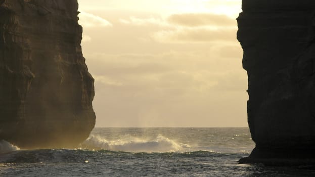 big cliff and waves on the south coast of victoria, australia