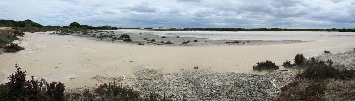 panorama landscape of a mud flat in south australia