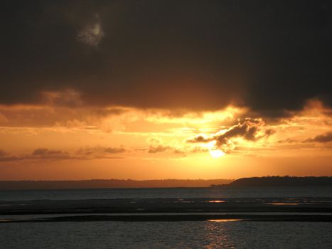 Sunset over stradbroke island in australia