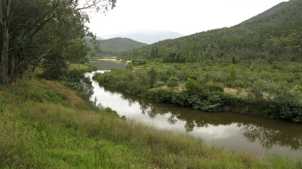 river in the alpine national park of australia wild landscape